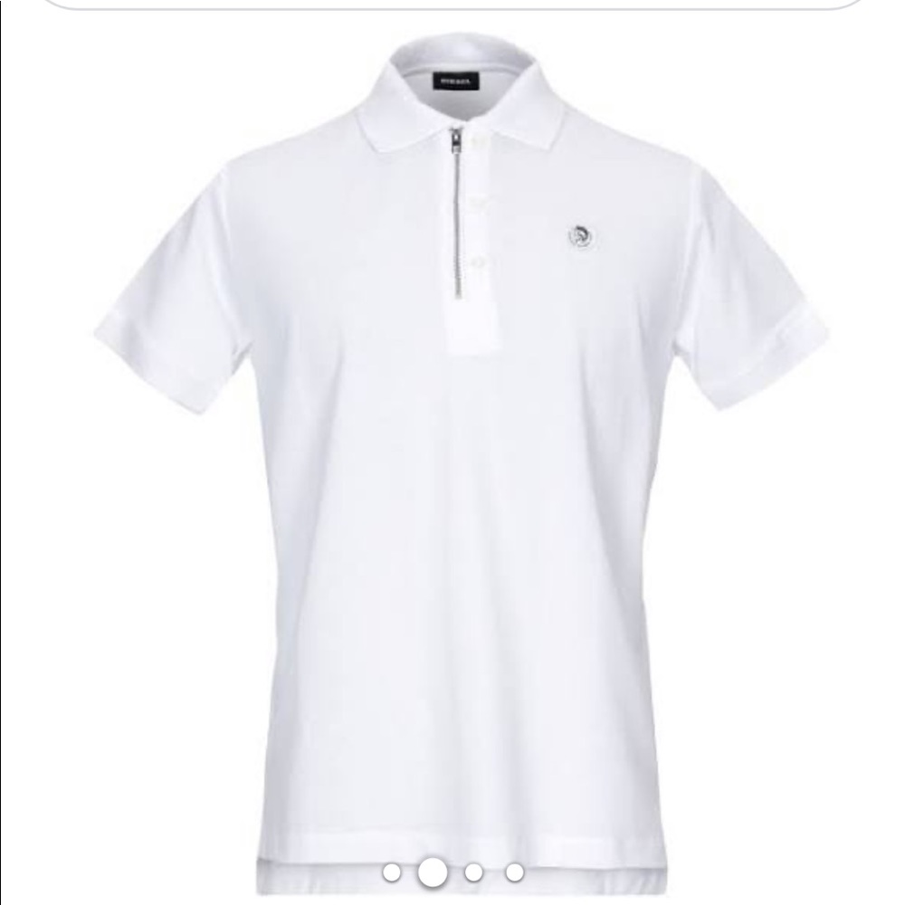 Diesel white polo with zipper